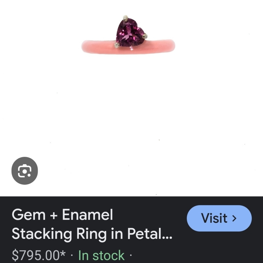 Fry Powers Gem + Enamel Stacking Ring in Petal Pink